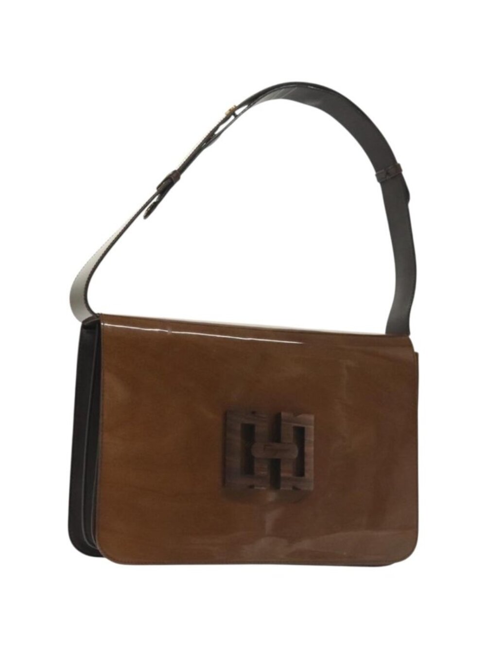 Salvatore Ferragamo Shoulder Bag Vinyl Brown Gold
